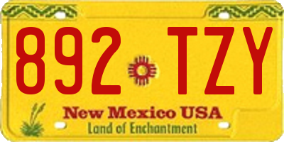 NM license plate 892TZY