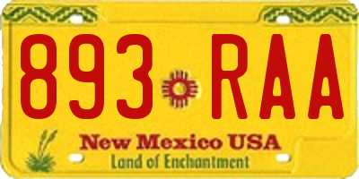 NM license plate 893RAA