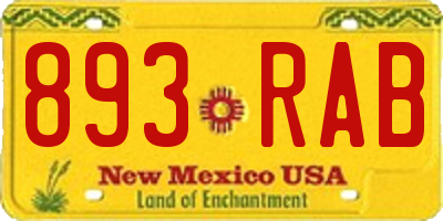 NM license plate 893RAB