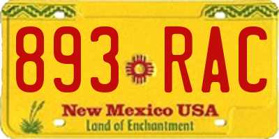 NM license plate 893RAC