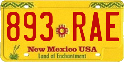 NM license plate 893RAE