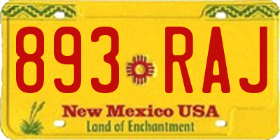 NM license plate 893RAJ