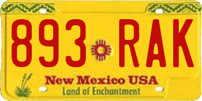 NM license plate 893RAK