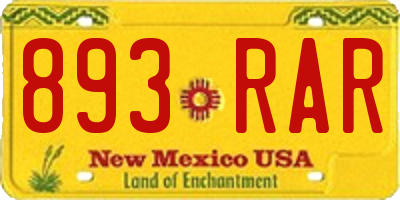 NM license plate 893RAR