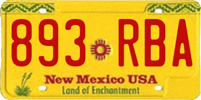 NM license plate 893RBA