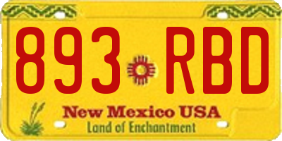 NM license plate 893RBD
