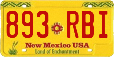 NM license plate 893RBI