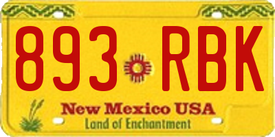 NM license plate 893RBK