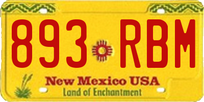 NM license plate 893RBM