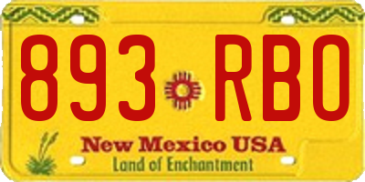 NM license plate 893RBO