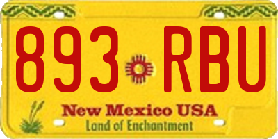 NM license plate 893RBU