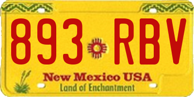 NM license plate 893RBV