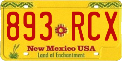 NM license plate 893RCX
