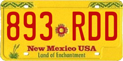 NM license plate 893RDD
