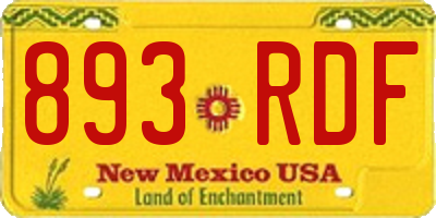 NM license plate 893RDF