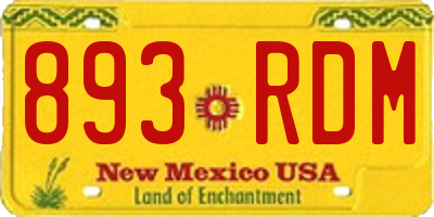 NM license plate 893RDM