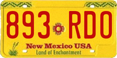 NM license plate 893RDO