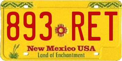 NM license plate 893RET