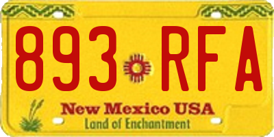 NM license plate 893RFA