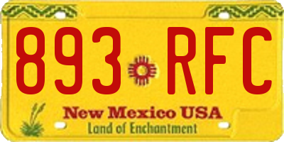 NM license plate 893RFC