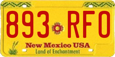 NM license plate 893RFO
