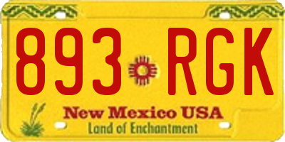 NM license plate 893RGK