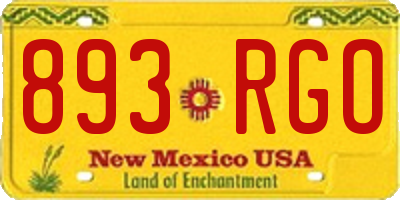 NM license plate 893RGO