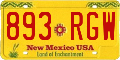 NM license plate 893RGW