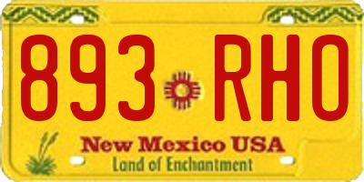 NM license plate 893RHO