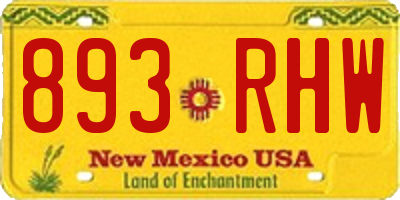 NM license plate 893RHW