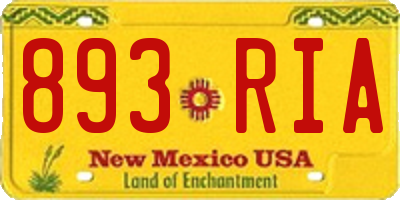 NM license plate 893RIA