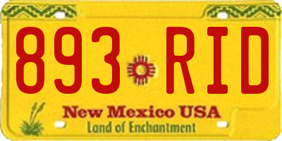 NM license plate 893RID