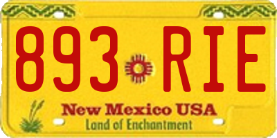 NM license plate 893RIE