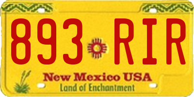 NM license plate 893RIR