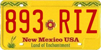 NM license plate 893RIZ