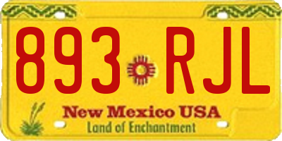 NM license plate 893RJL