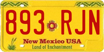 NM license plate 893RJN