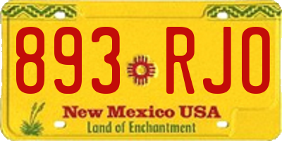 NM license plate 893RJO