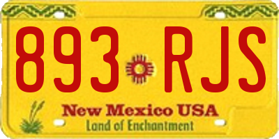 NM license plate 893RJS
