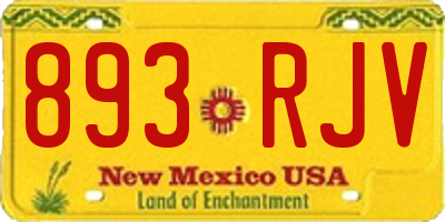 NM license plate 893RJV