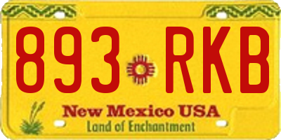 NM license plate 893RKB