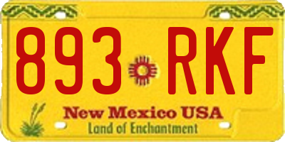 NM license plate 893RKF