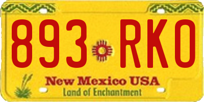 NM license plate 893RKO