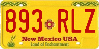 NM license plate 893RLZ