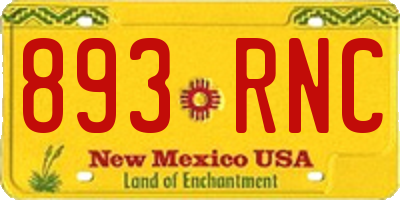 NM license plate 893RNC