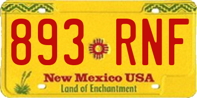 NM license plate 893RNF