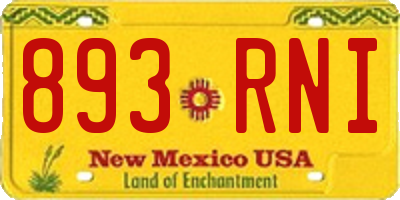 NM license plate 893RNI