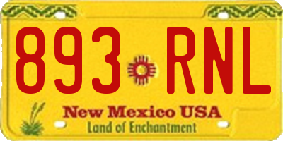 NM license plate 893RNL