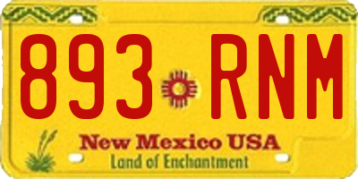 NM license plate 893RNM
