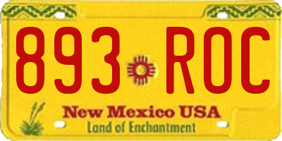 NM license plate 893ROC